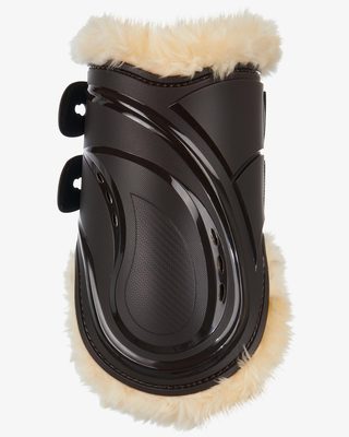 Fetlock boots in polyurethane with synthetic lambskin