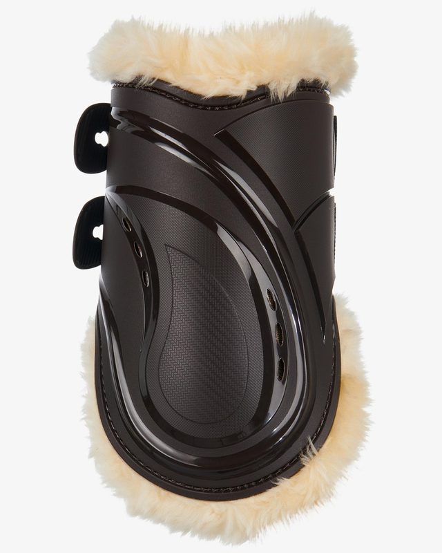 Fetlock boots in polyurethane with synthetic lambskin