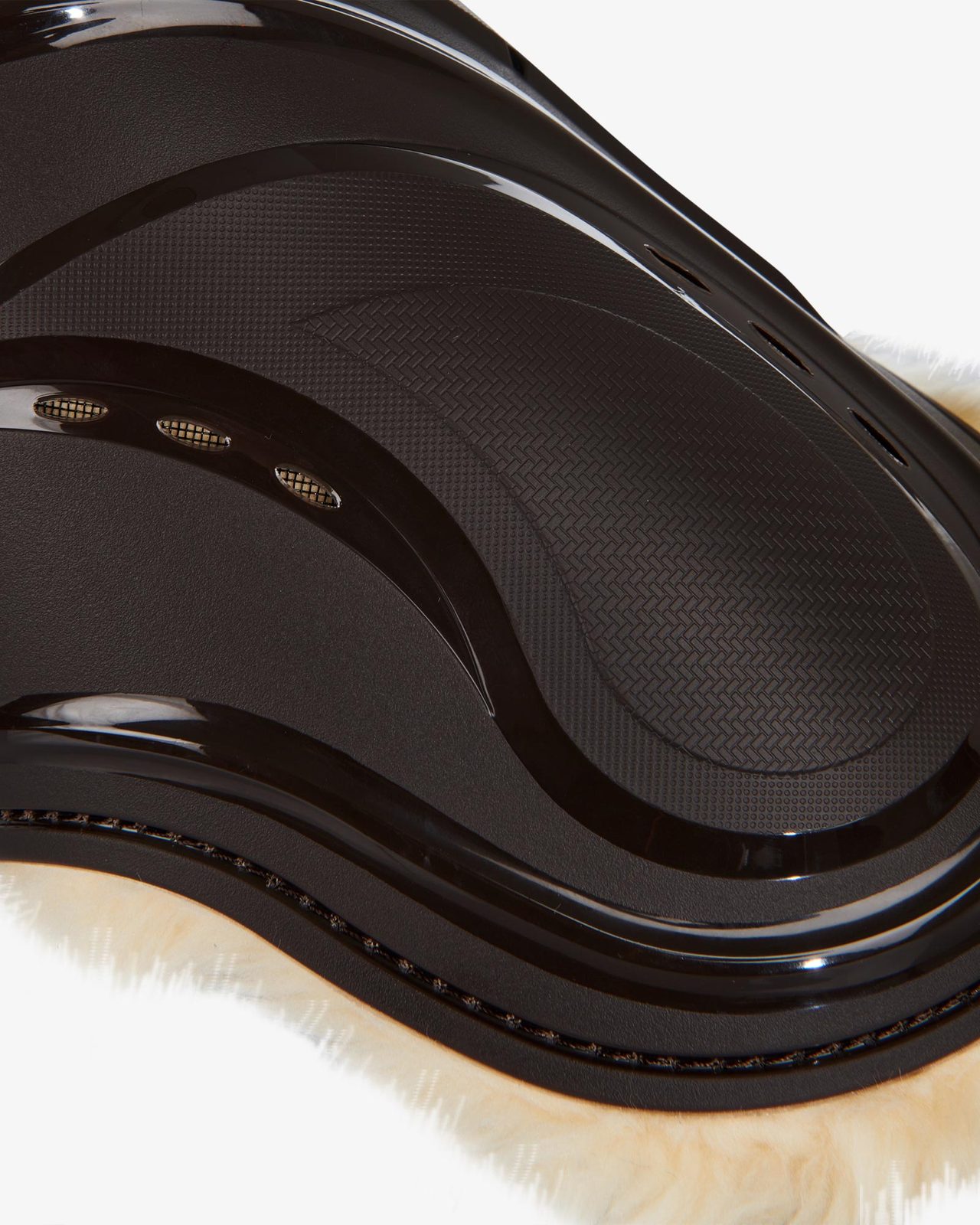 Fetlock boots in polyurethane with synthetic lambskin
