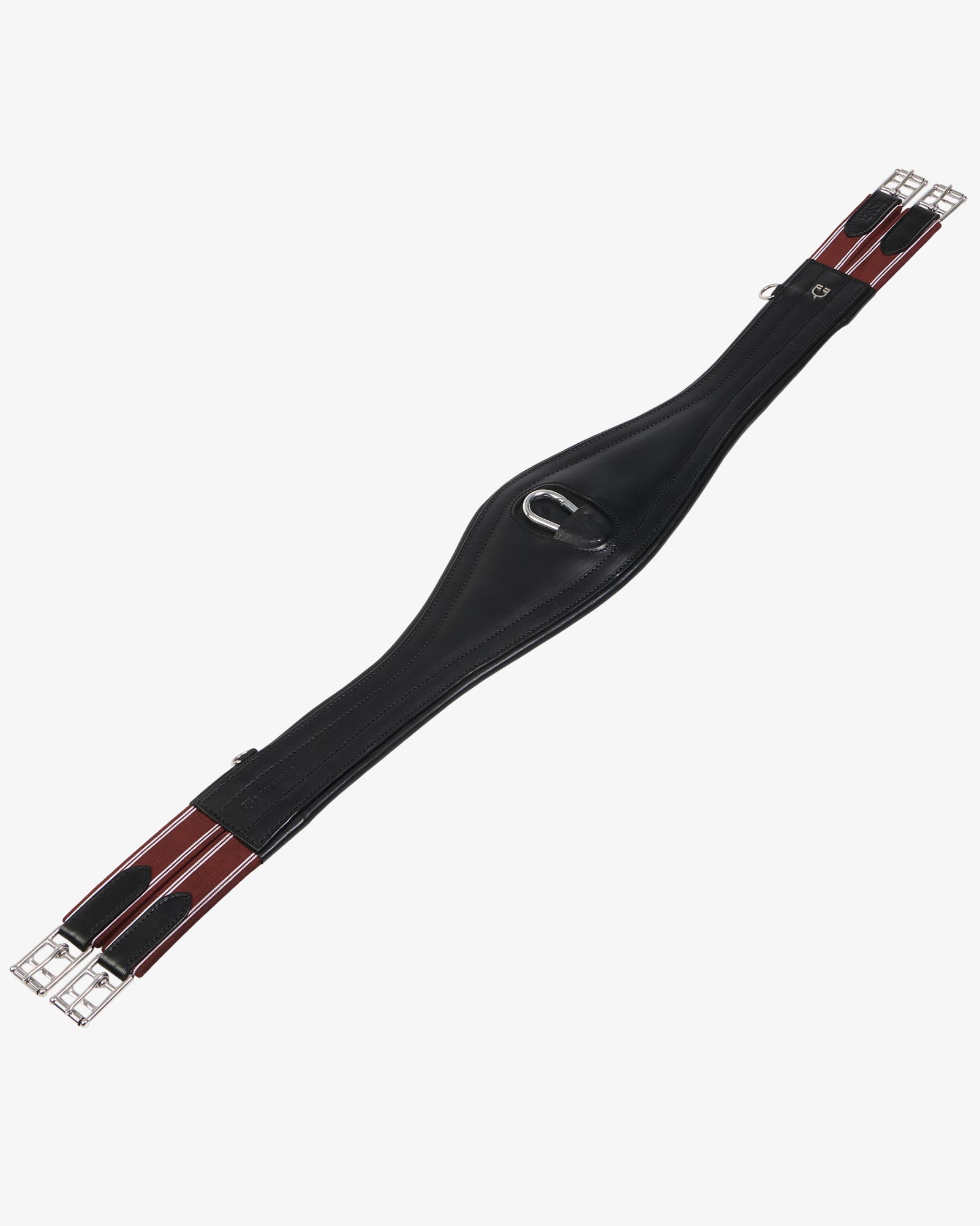 Leather jumping girth with elastic bands
