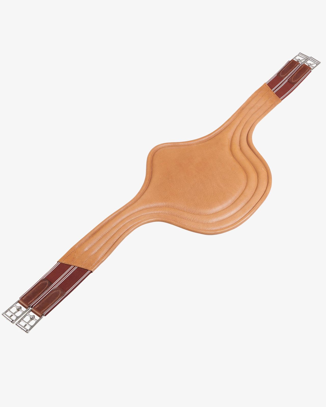 Jumping girth in leather with protectors