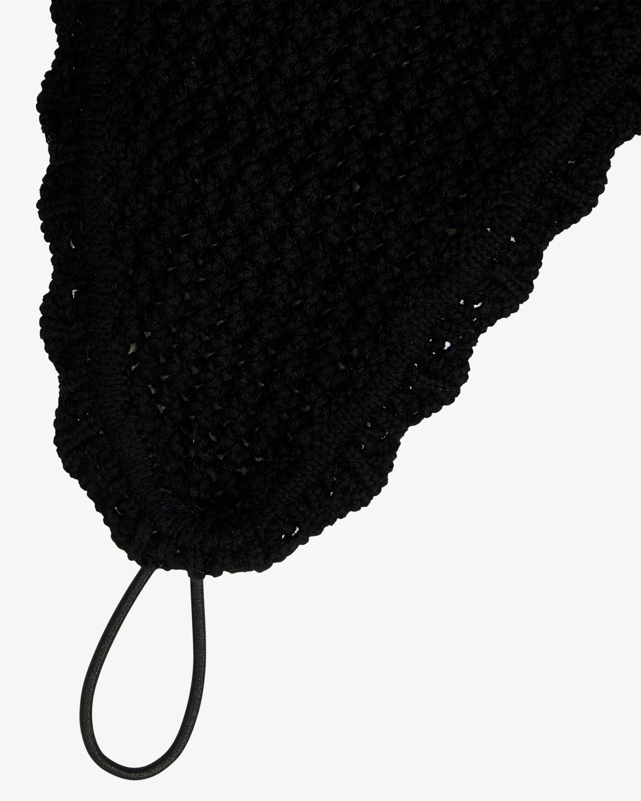 Knitted fly veil with elastic front strap
