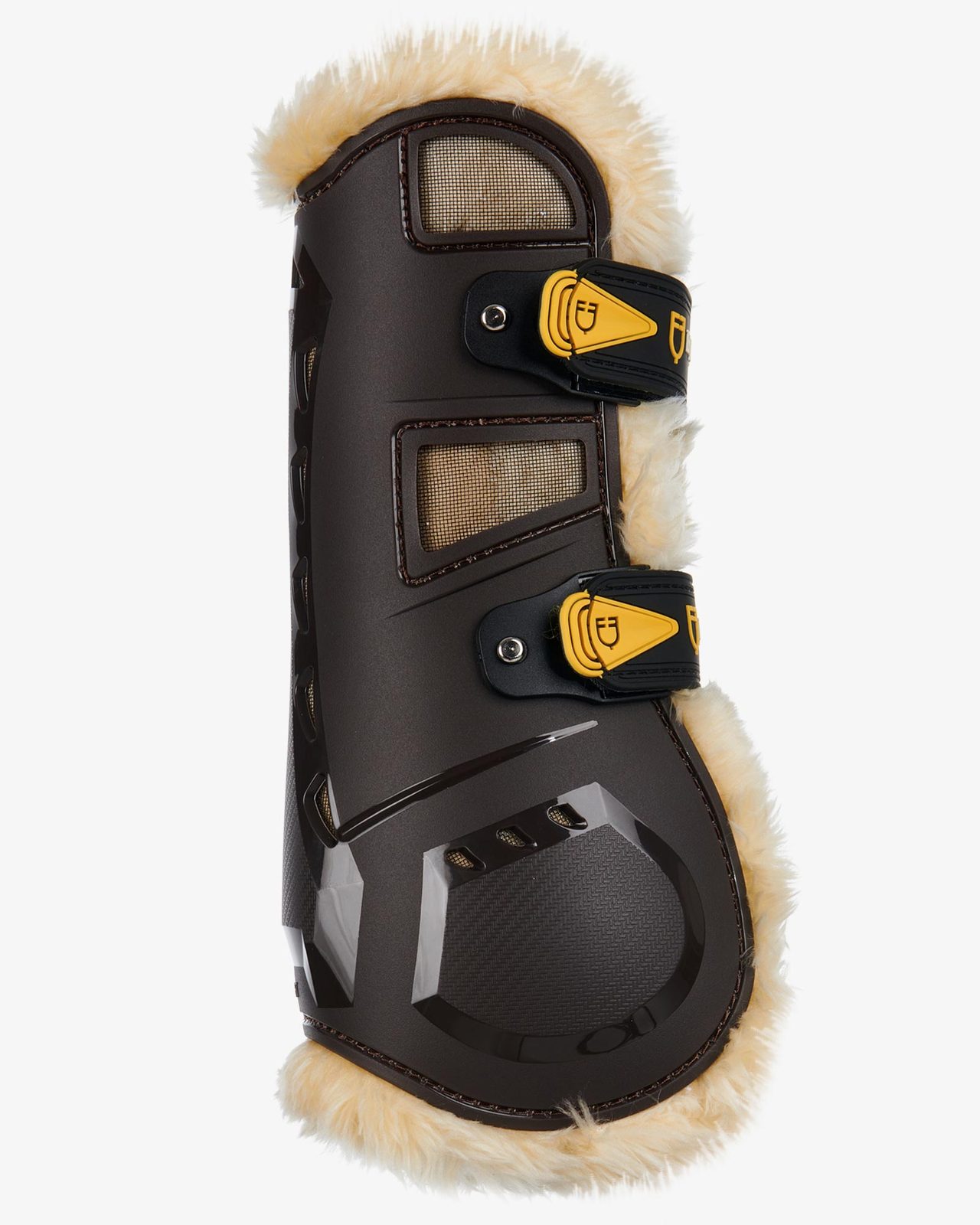 Tendon boots in polyurethane with synthetic lambskin
