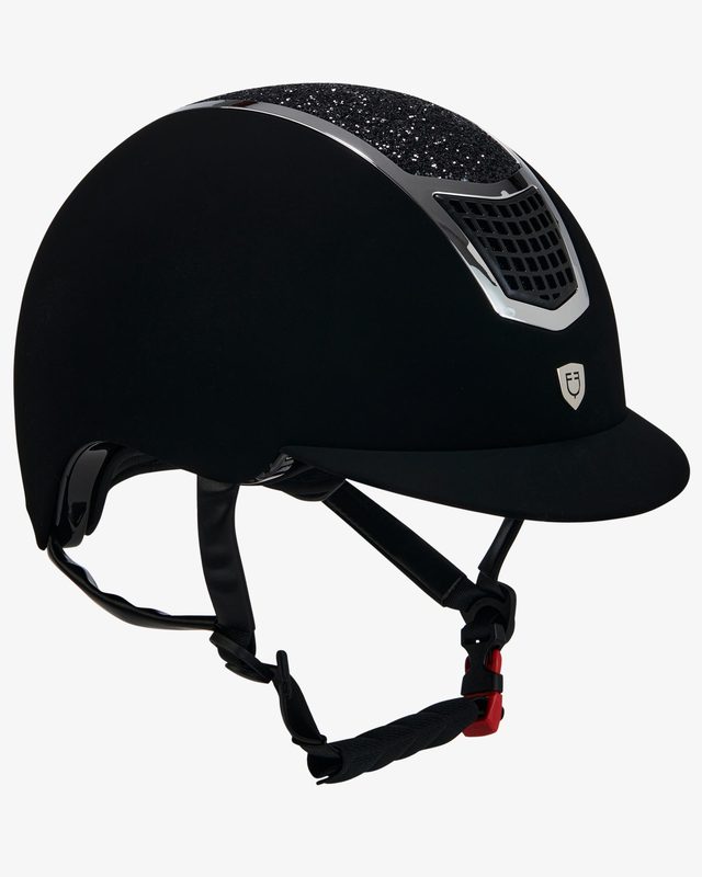 Ultra-light velvet helmet with rhinestones