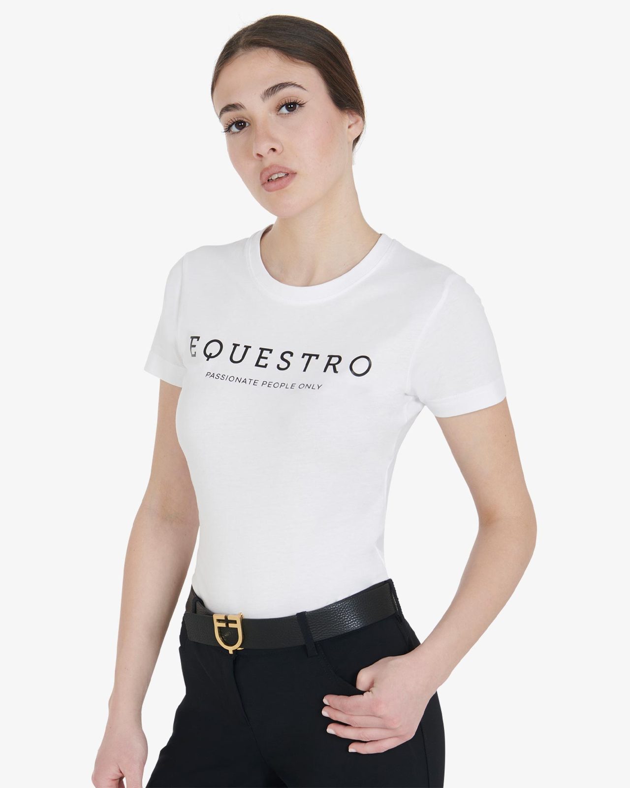 T-shirt donna slim fit con scritta Equestro