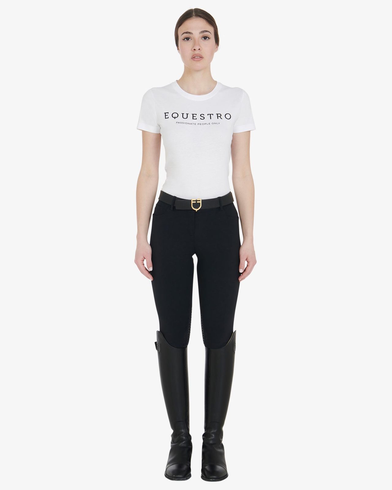T-shirt donna slim fit con scritta Equestro