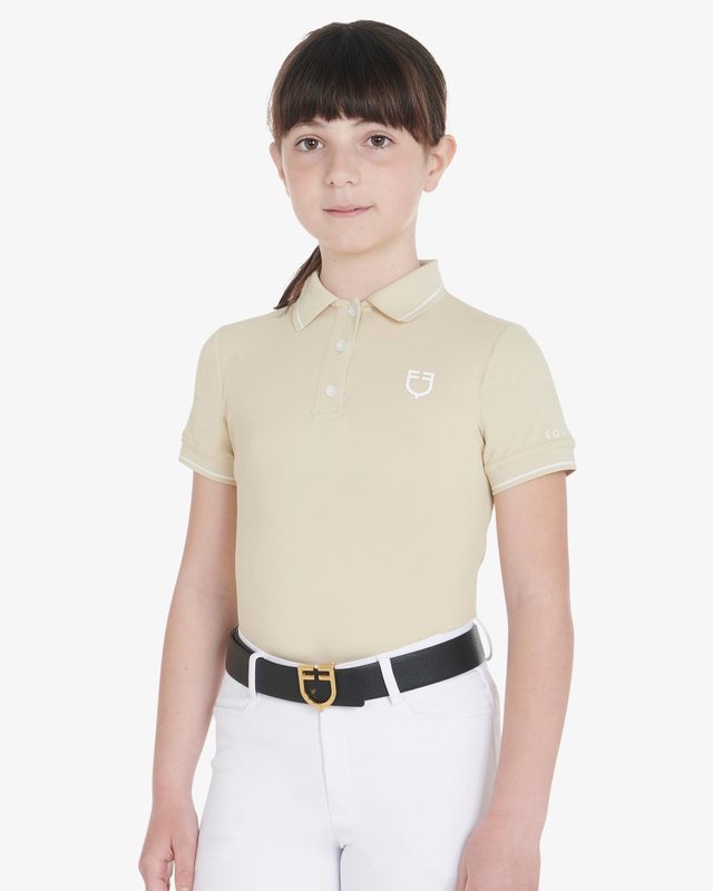 Polo bambini slim fit in tessuto tecnico antibatterico