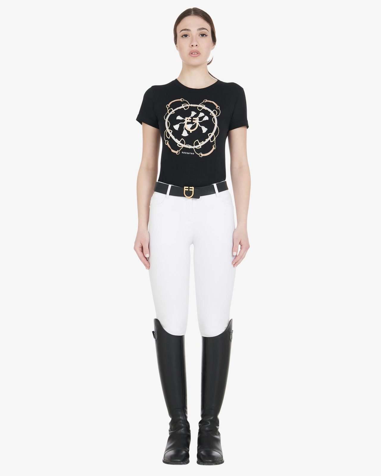 Pantaloni donna slim fit grip con logo Equestro