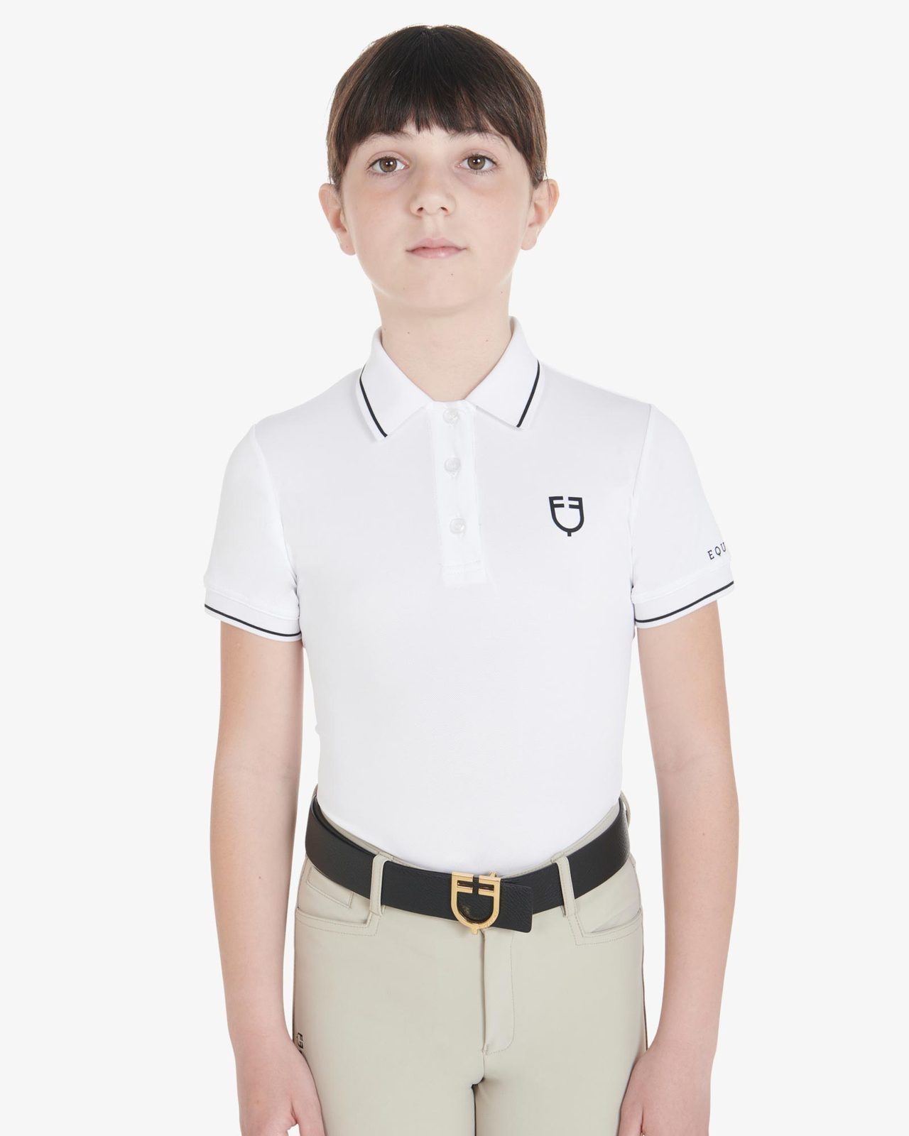 Kids' slim fit polo shirt in antibacterial technical fabric