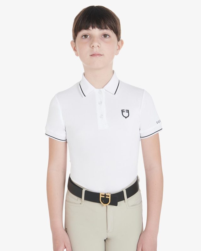 Polo bambini slim fit in tessuto tecnico antibatterico
