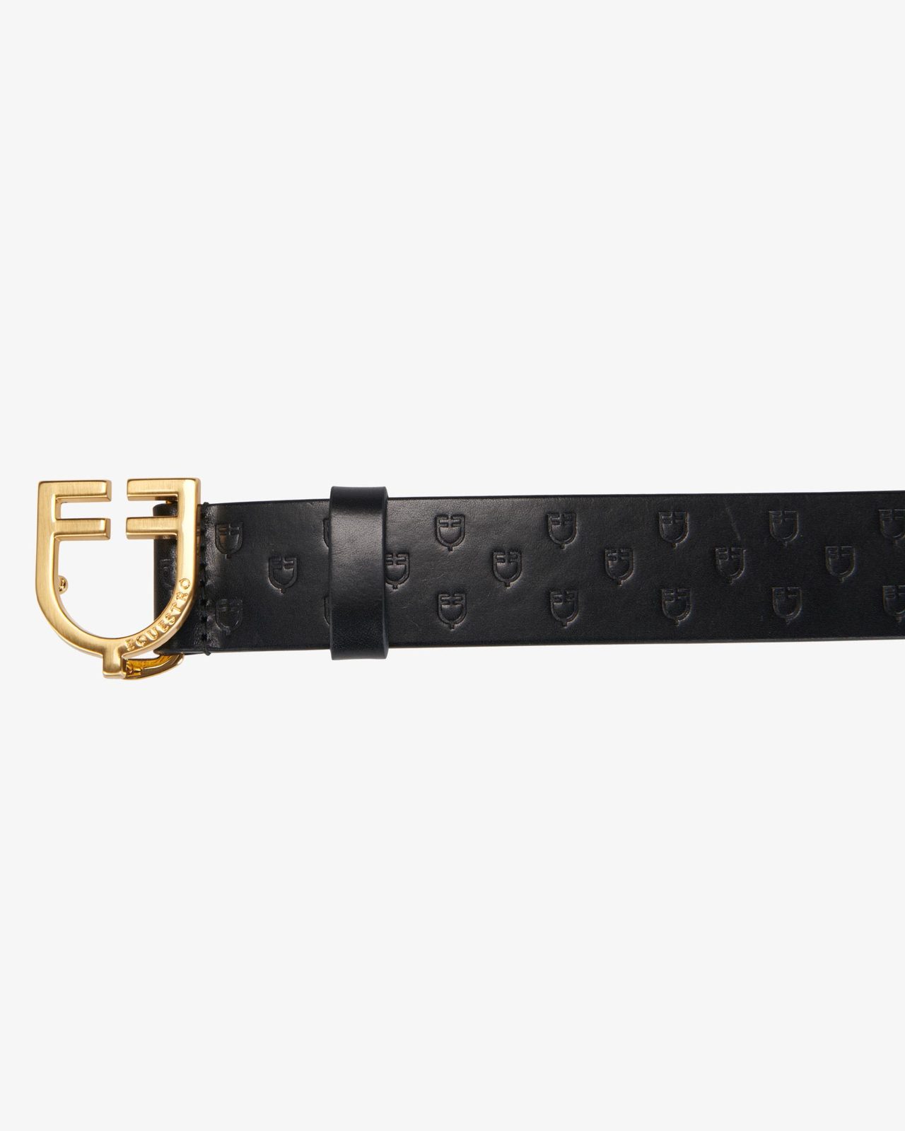 Leather logo belt with logoed buckle