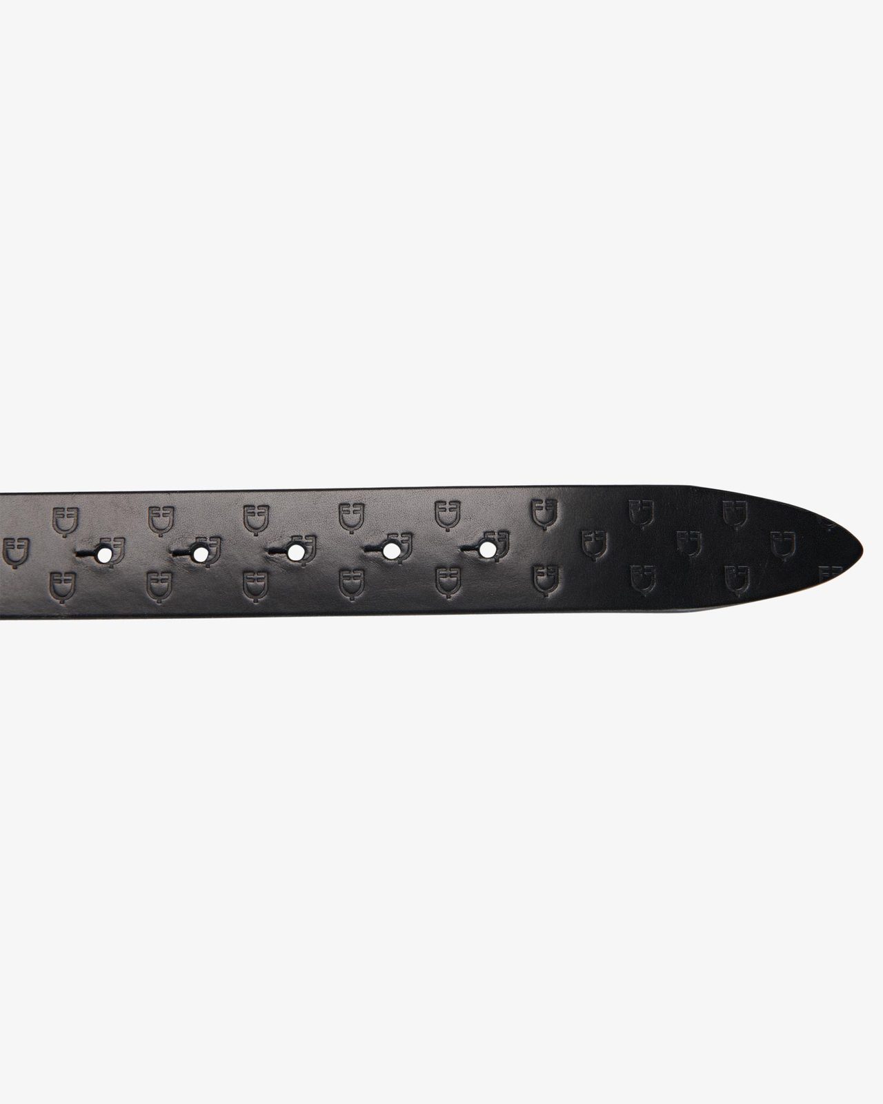 Leather logo belt with logoed buckle