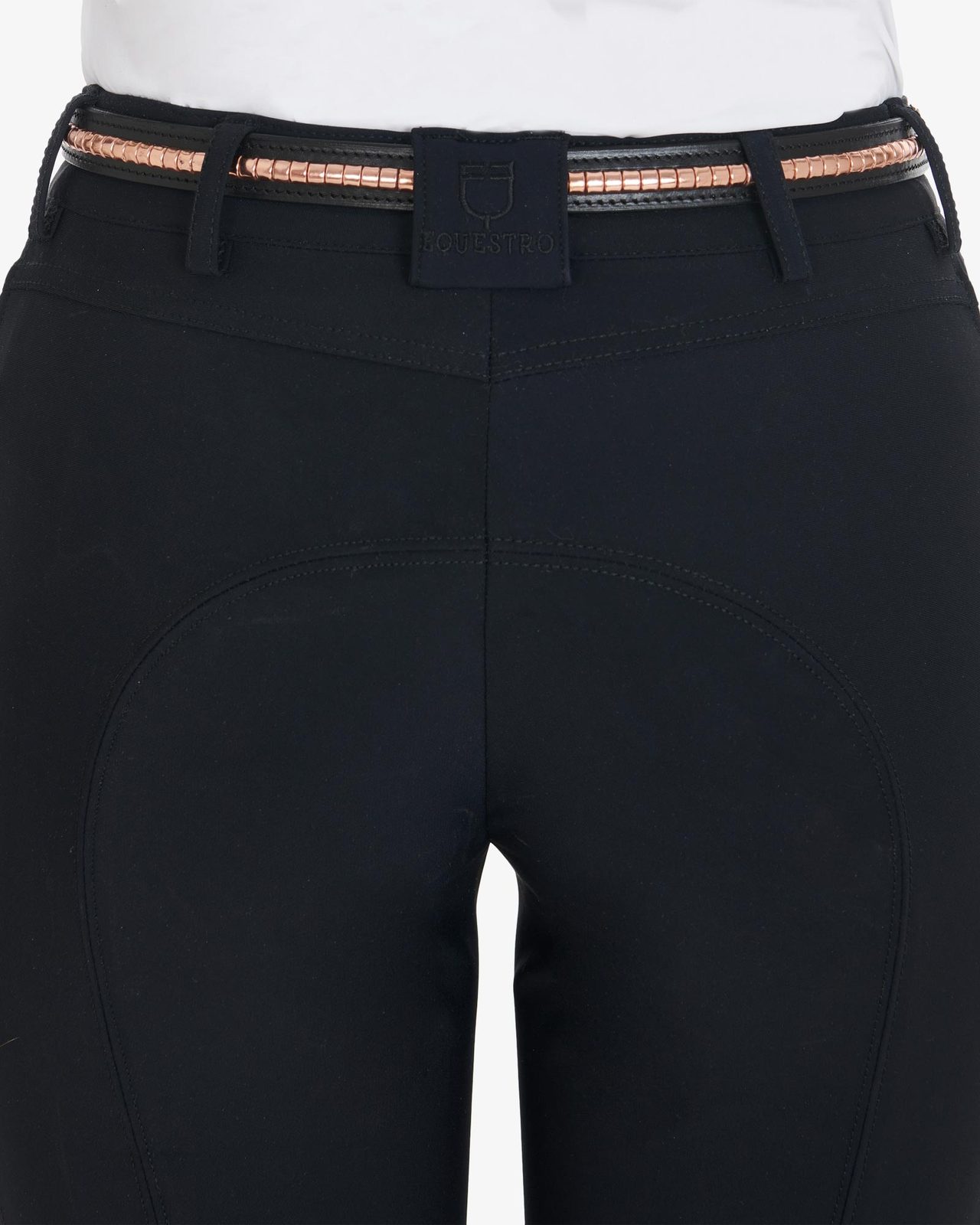 Leather belt with rose gold clincher