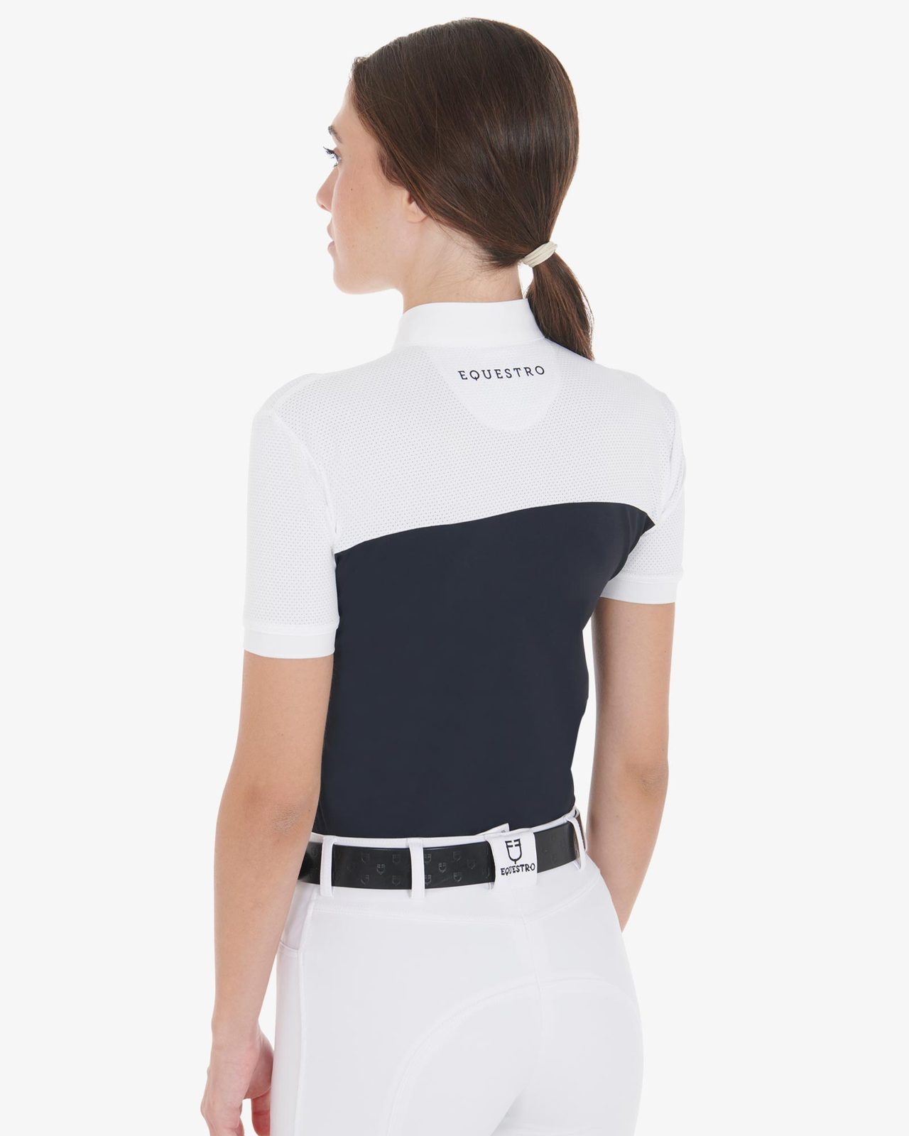 Polo donna slim fit tessuto tecnico e mesh