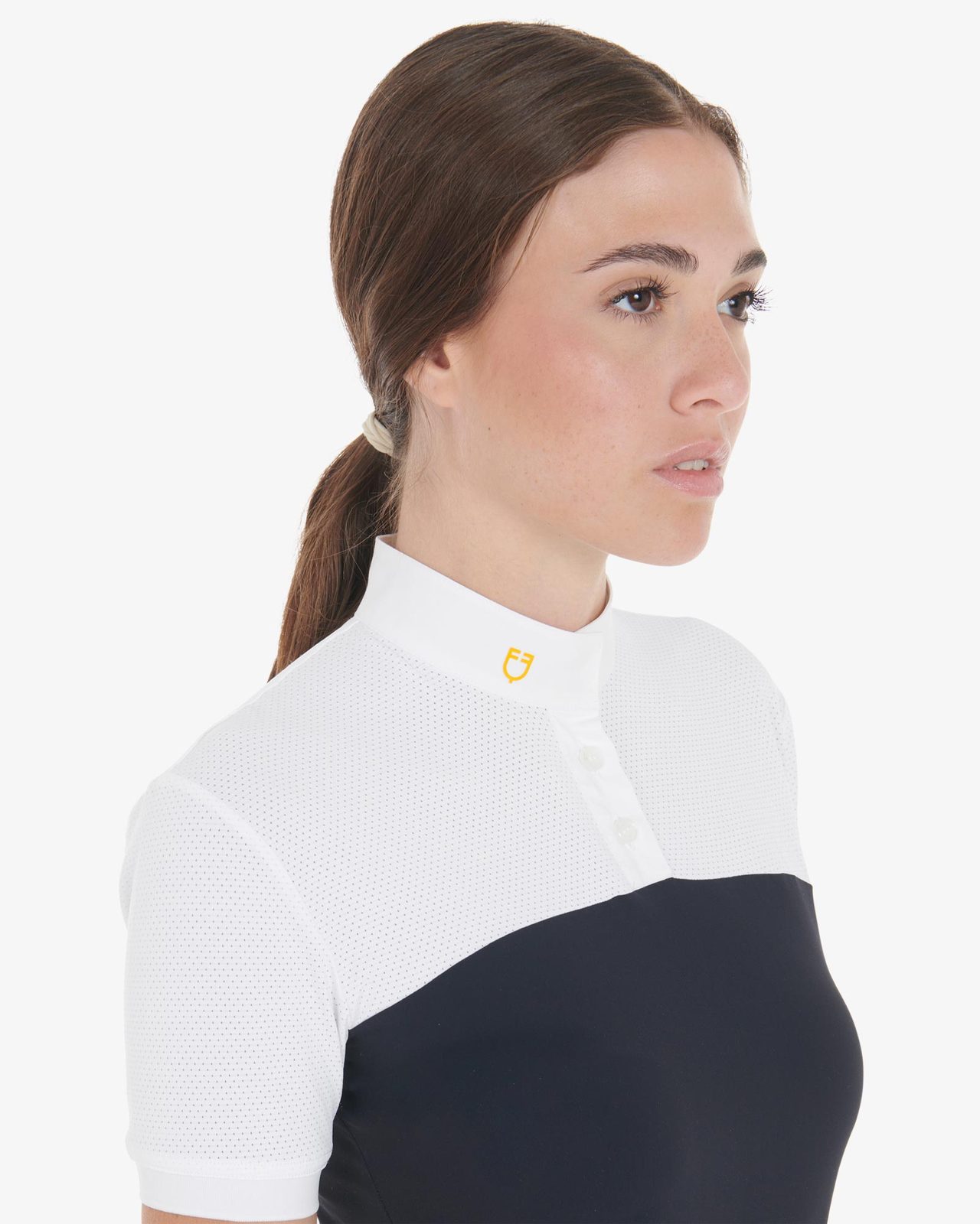 Polo donna slim fit tessuto tecnico e mesh