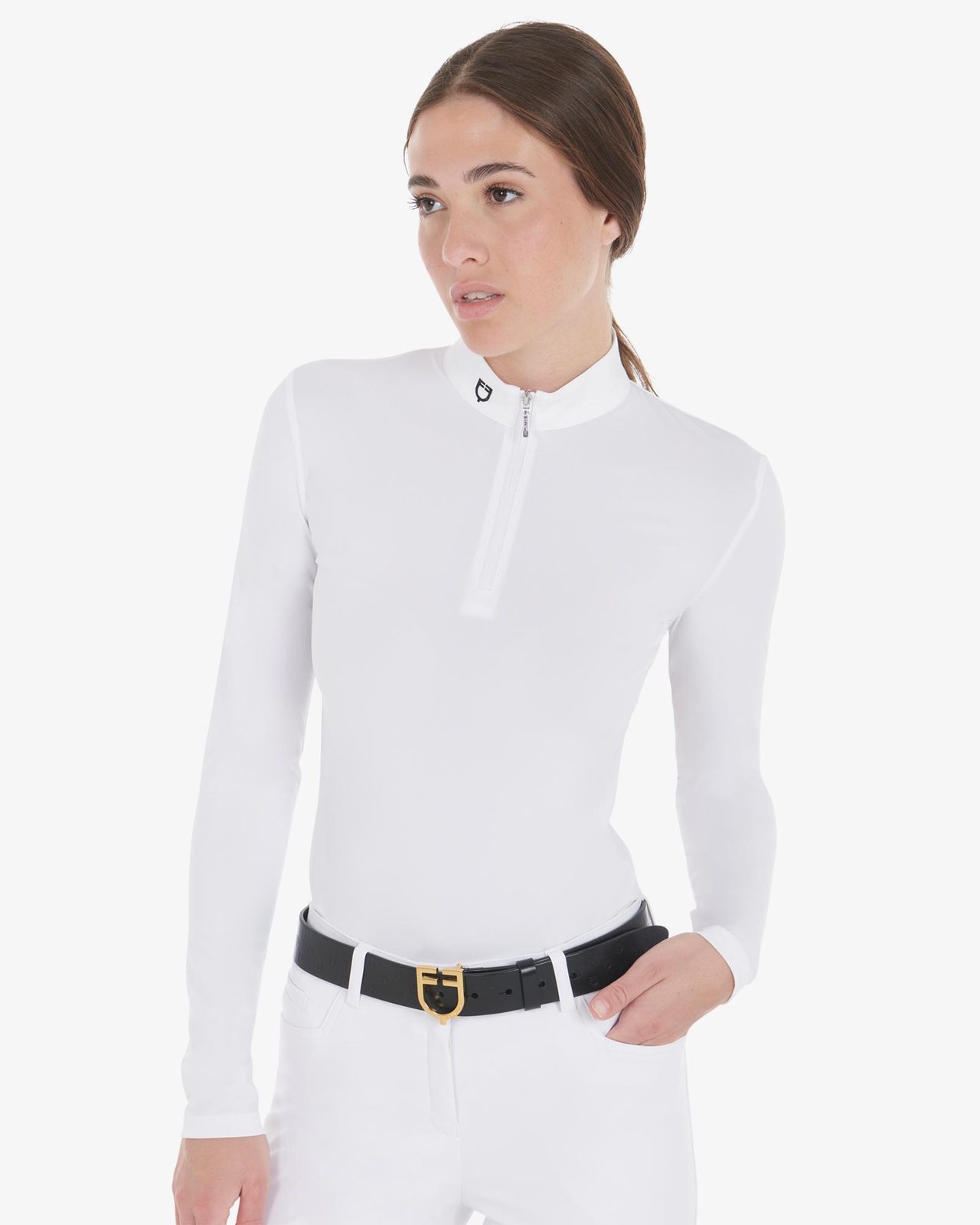 Polo donna da concorso slim fit manica lunga