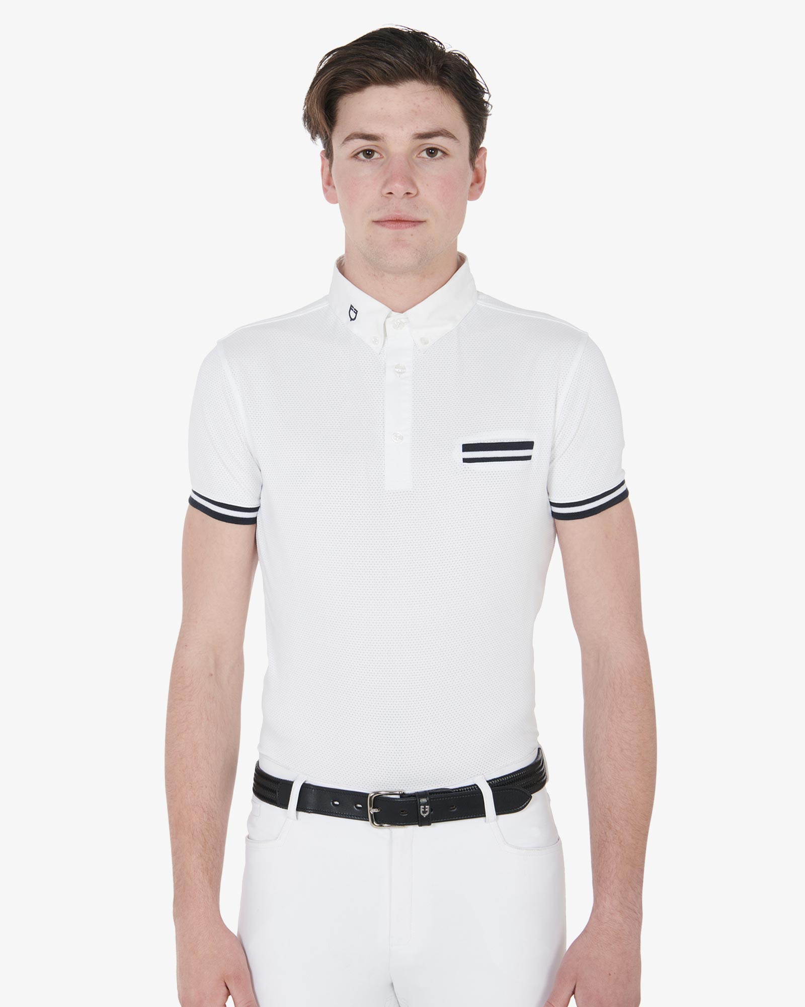 Polo uomo da concorso slim fit con inserti neri