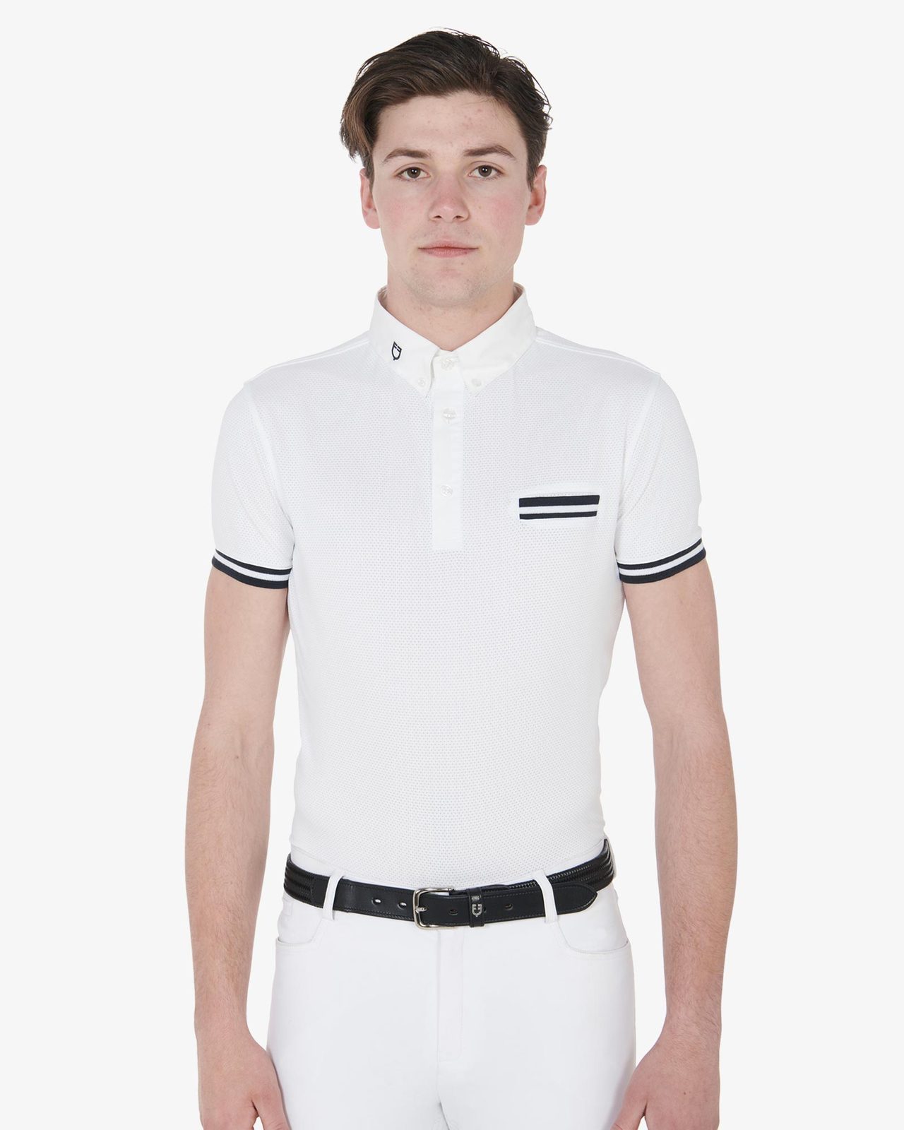 Polo uomo da concorso slim fit con inserti neri