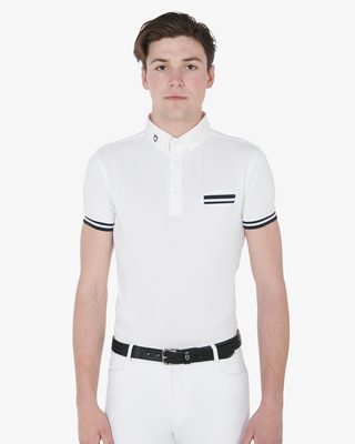 Polo uomo da concorso slim fit con inserti neri