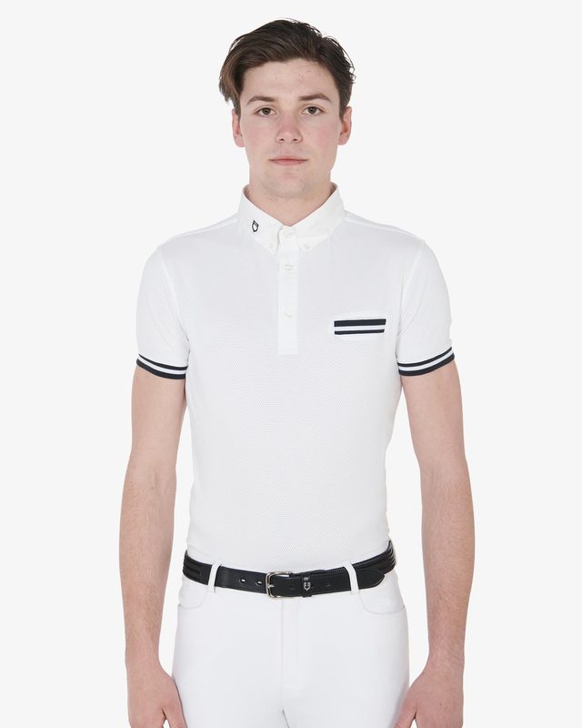 Polo uomo da concorso slim fit con inserti neri