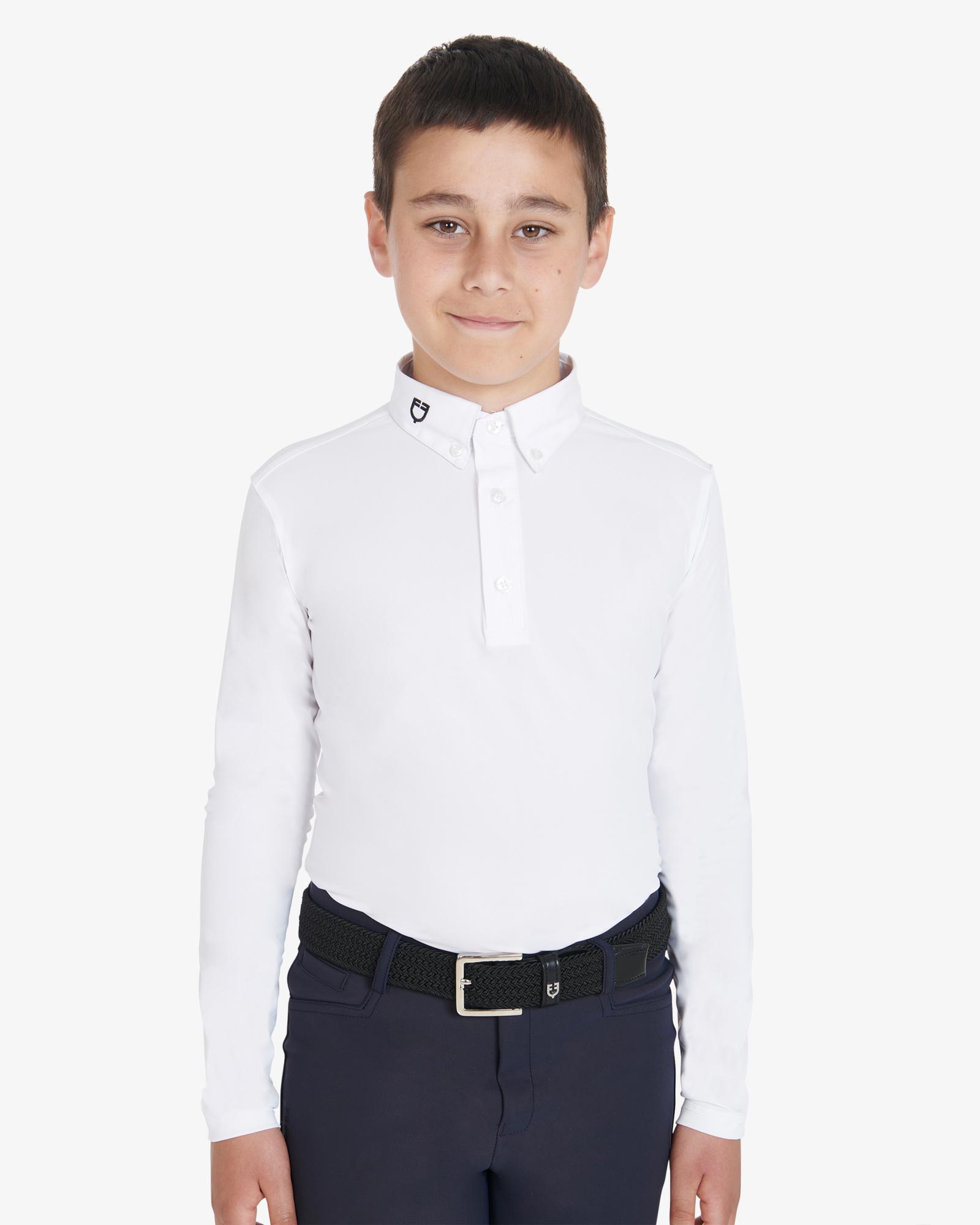 Polo bambino da concorso slim fit tre bottoni