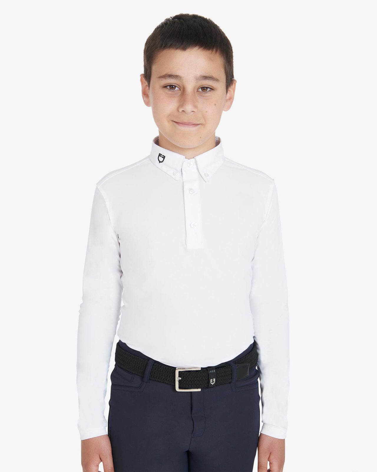 Polo bambino da concorso slim fit tre bottoni