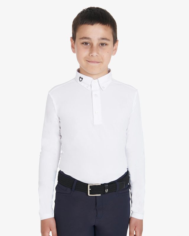 Polo bambino da concorso slim fit tre bottoni