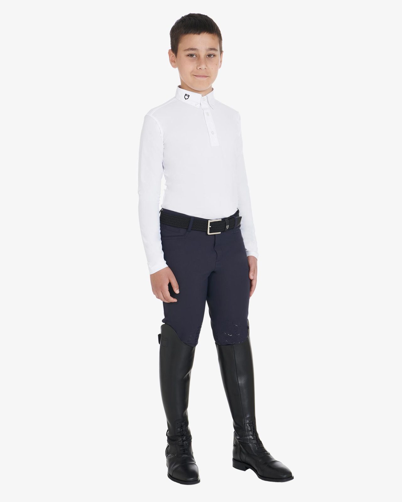 Polo bambino da concorso slim fit tre bottoni