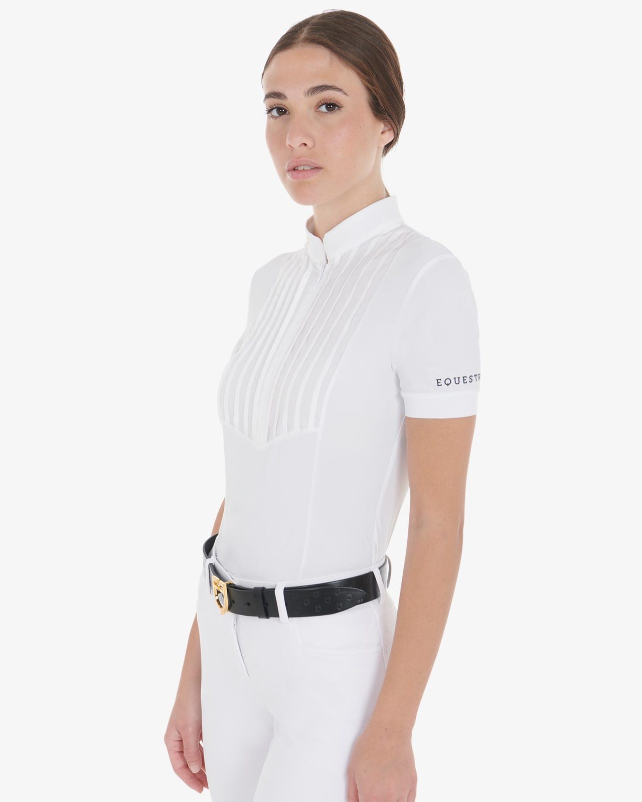 Polo donna slim fit cotone plissettato