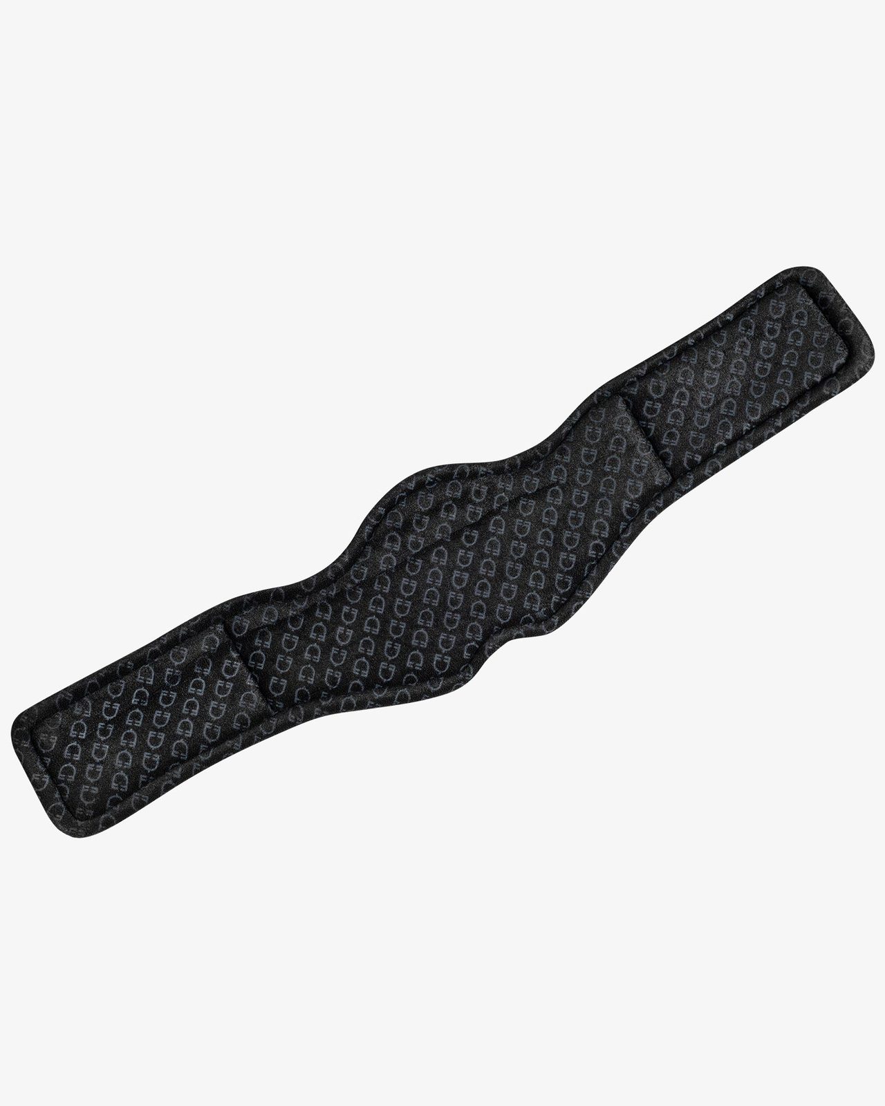 Shaped dressage girth in leather with engraved logo