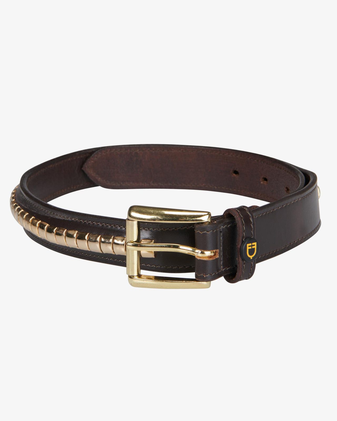 Leather belt with silver clincher