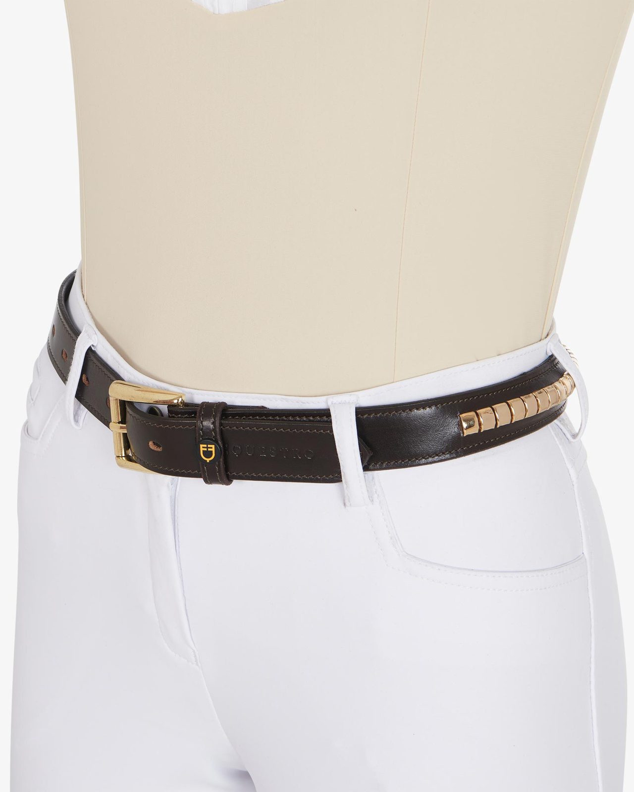 Leather belt with silver clincher