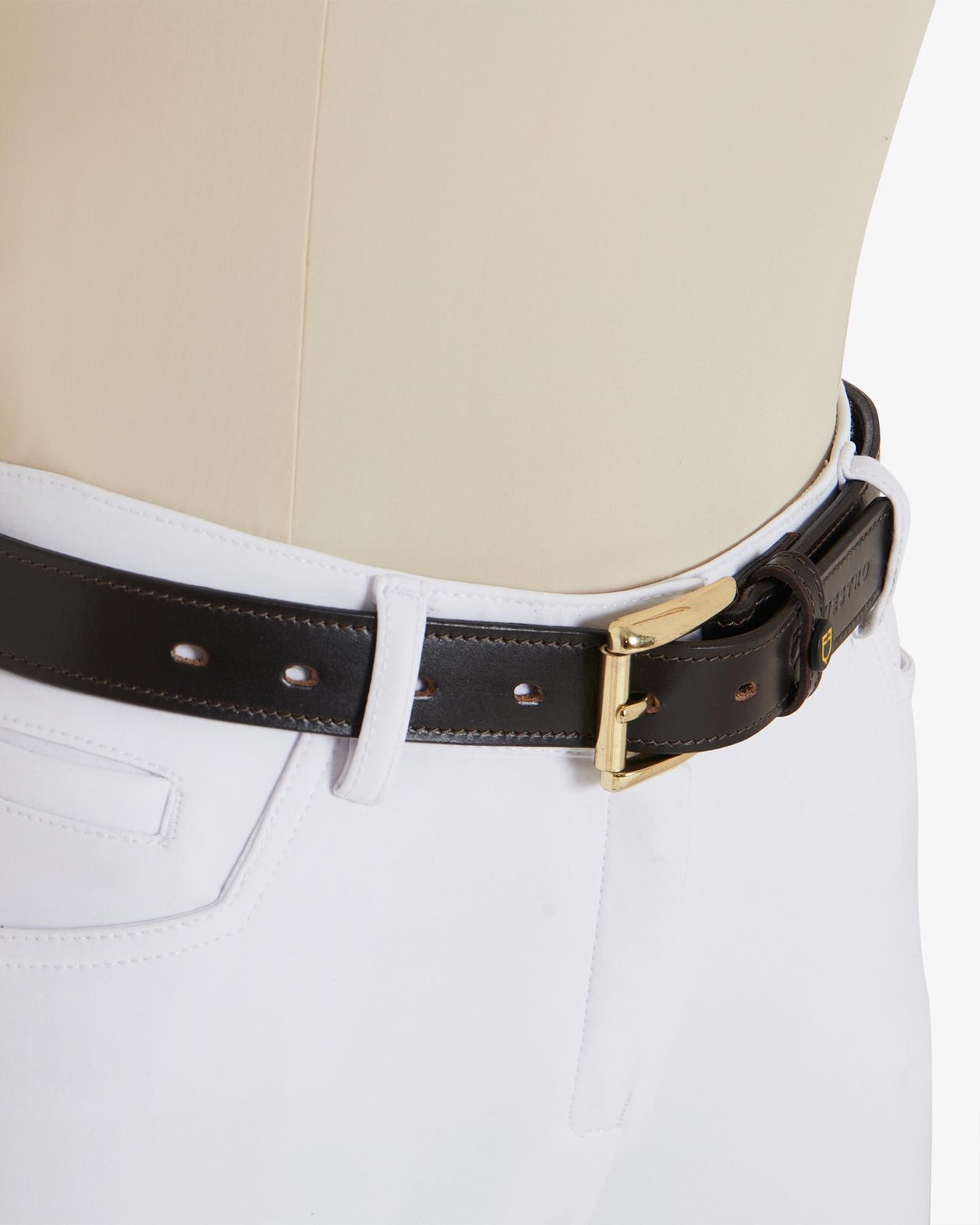 Leather belt with silver clincher