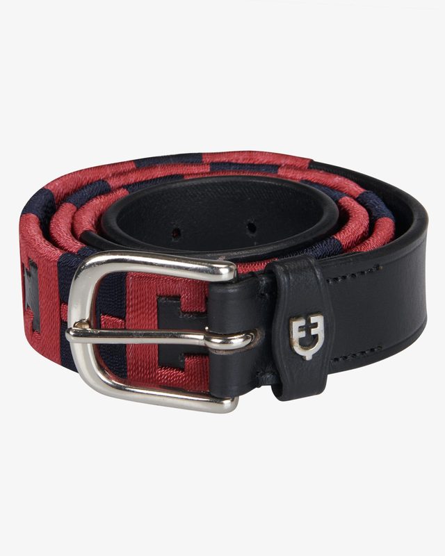 Leather belt with geometric pattern