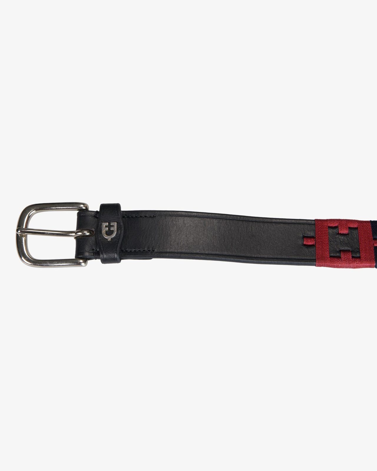 Leather belt with geometric pattern