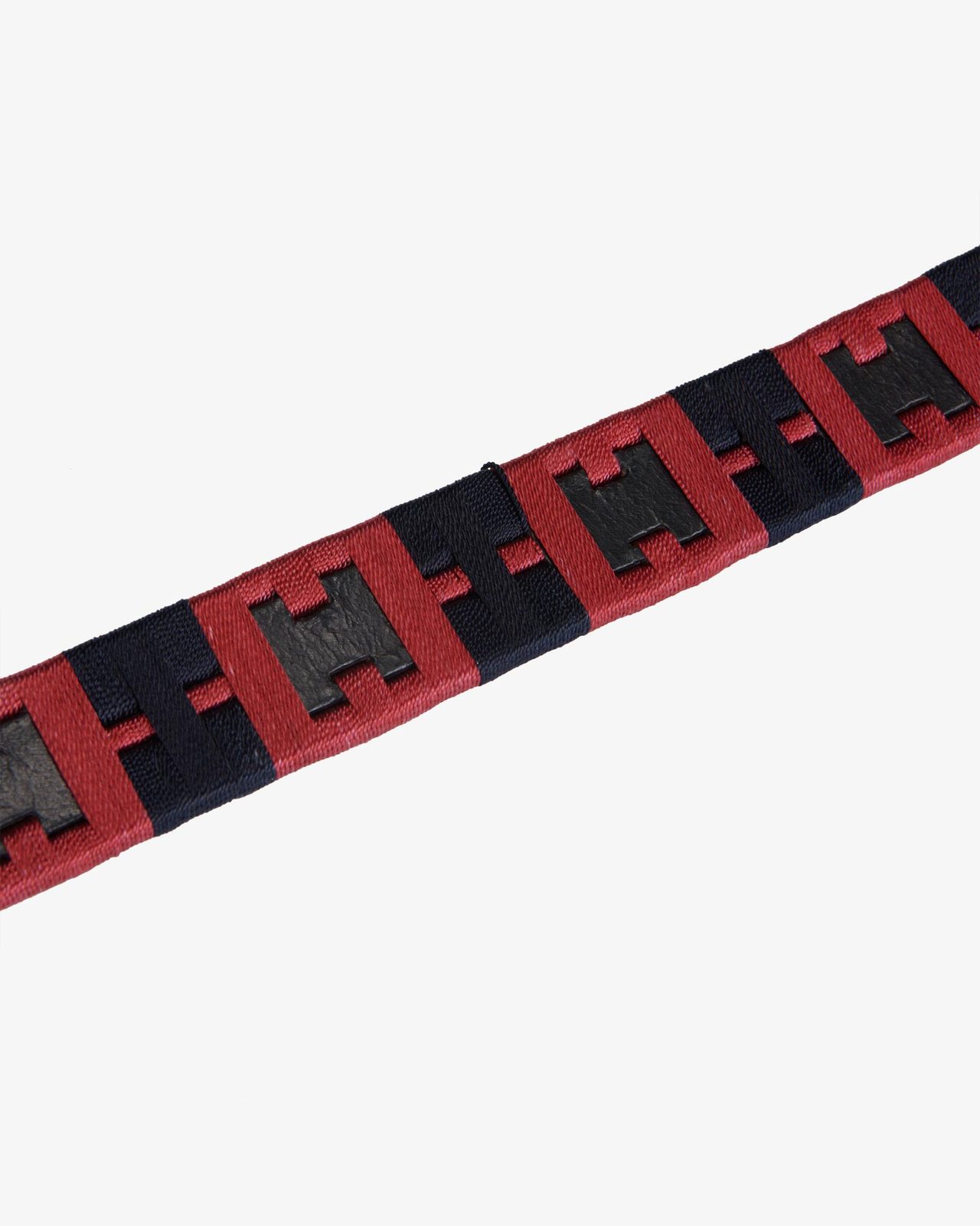Leather belt with geometric pattern