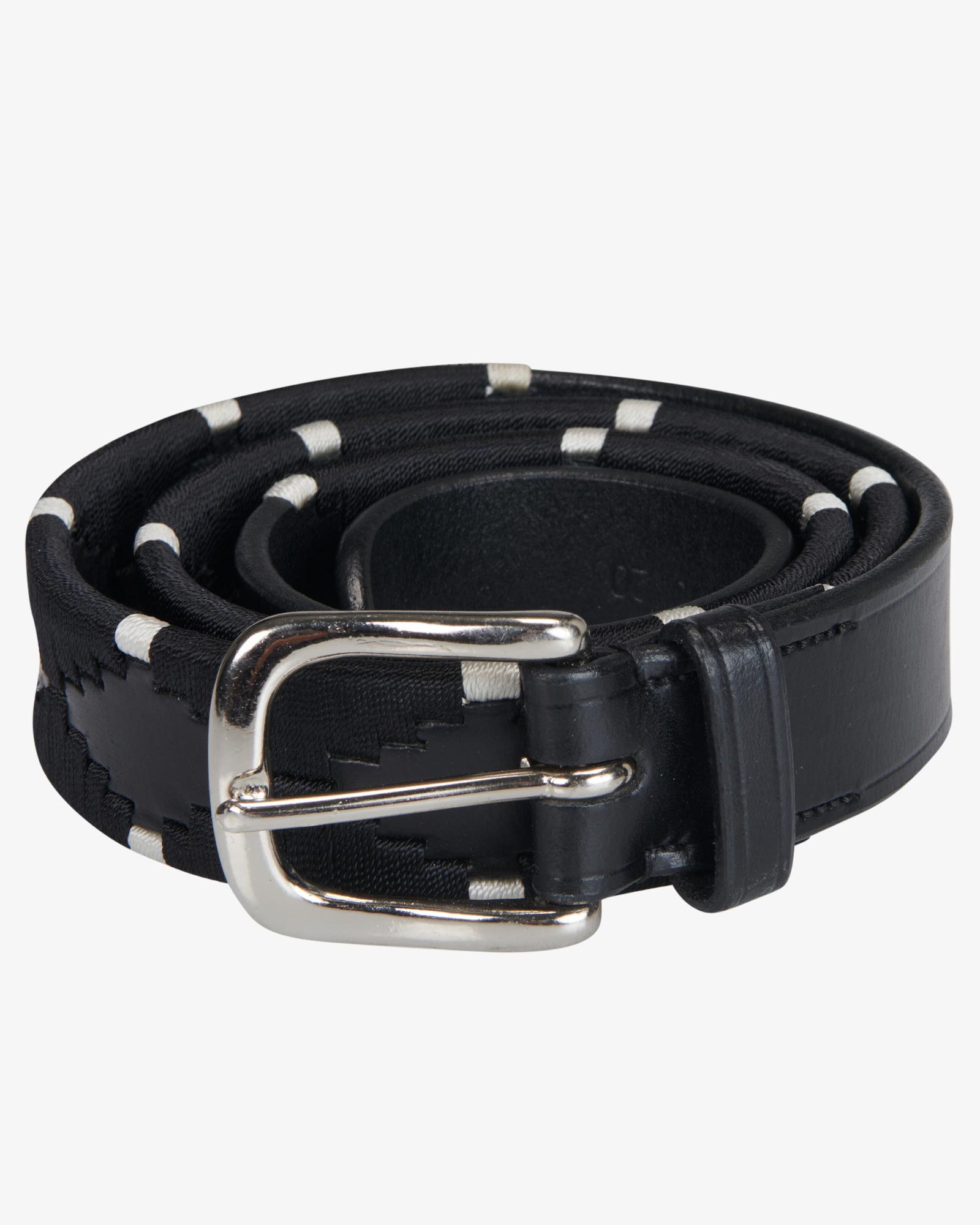 Cintura in cuoio con ricami in bianco e nero