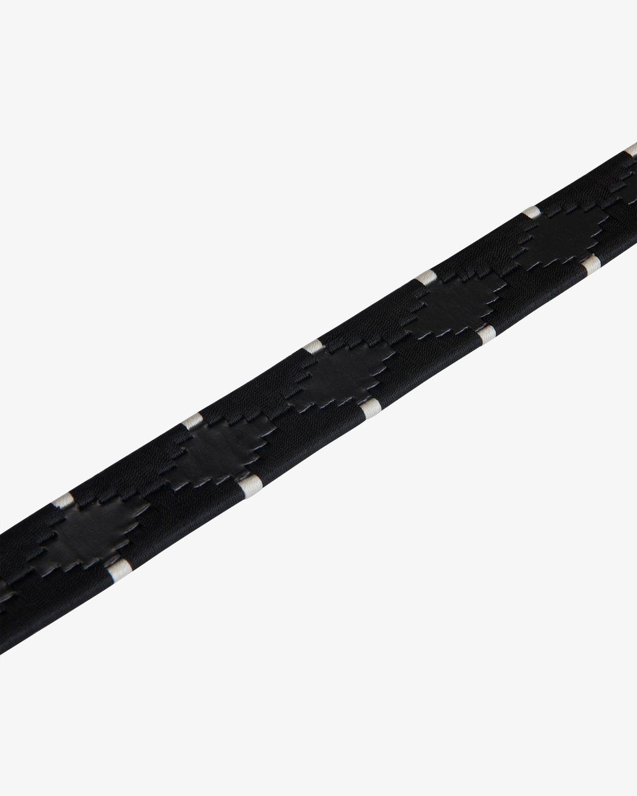Cintura in cuoio con ricami in bianco e nero