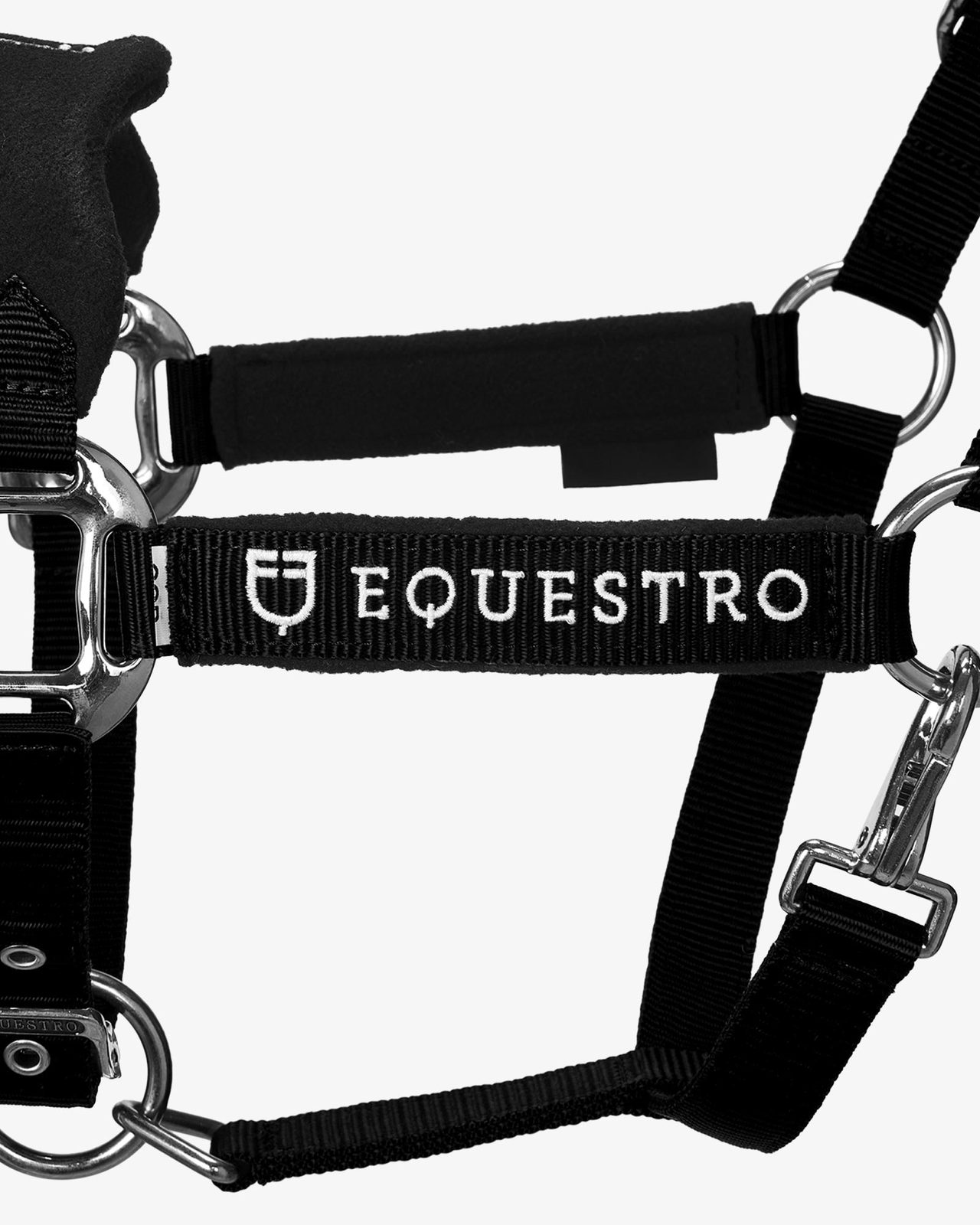 Halter with double adjustment and lead rope