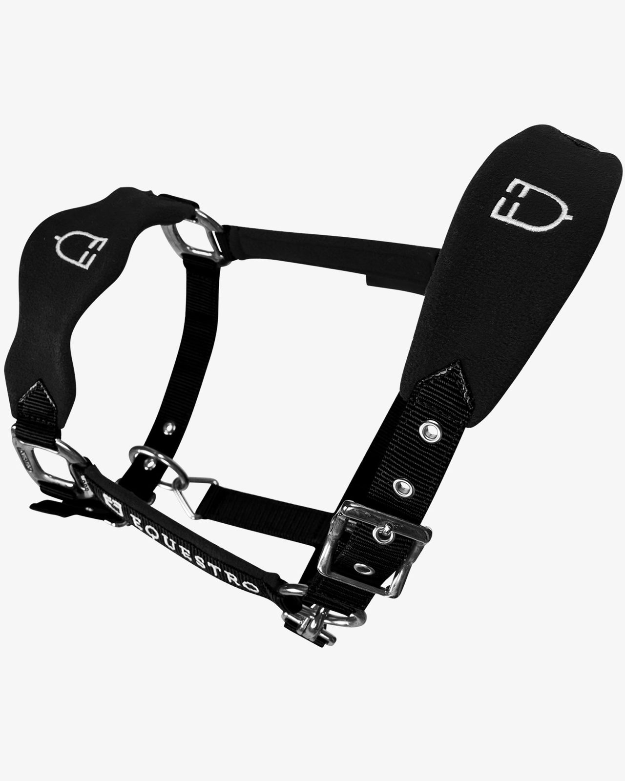 Halter with double adjustment and lead rope