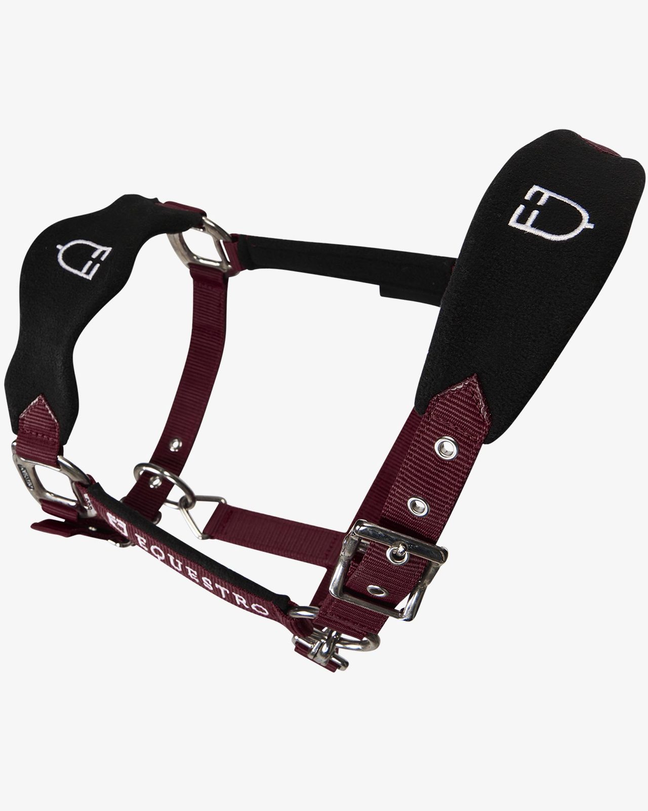 Halter with double adjustment and lead rope