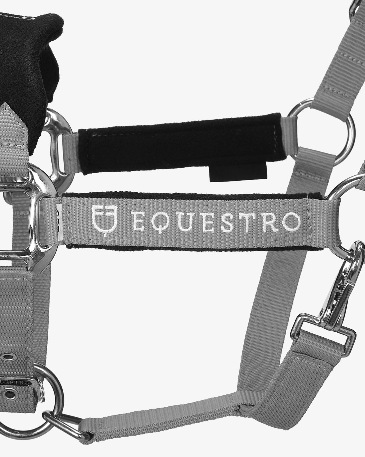 Halter with double adjustment and lead rope