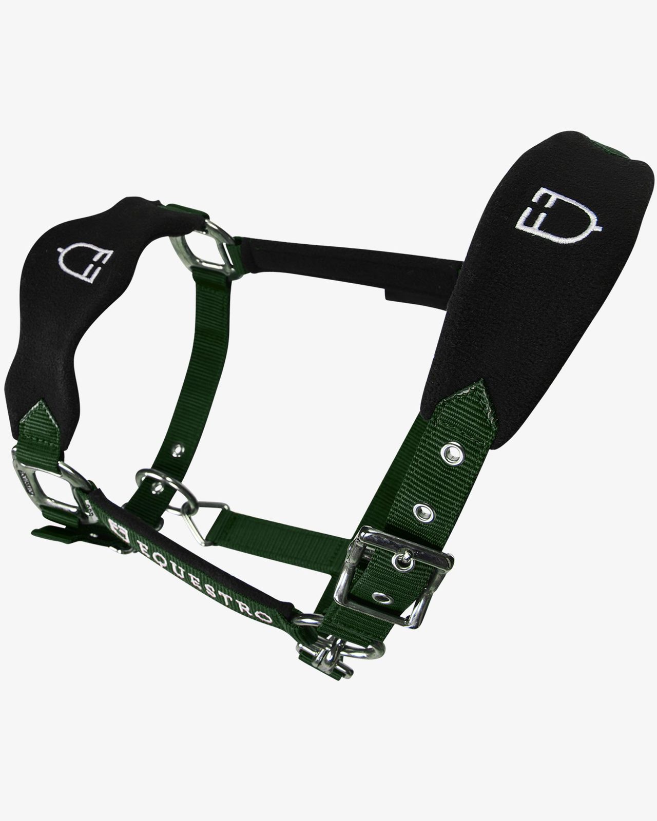 Halter with double adjustment and lead rope