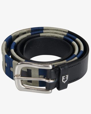 Leather belt with geometric pattern