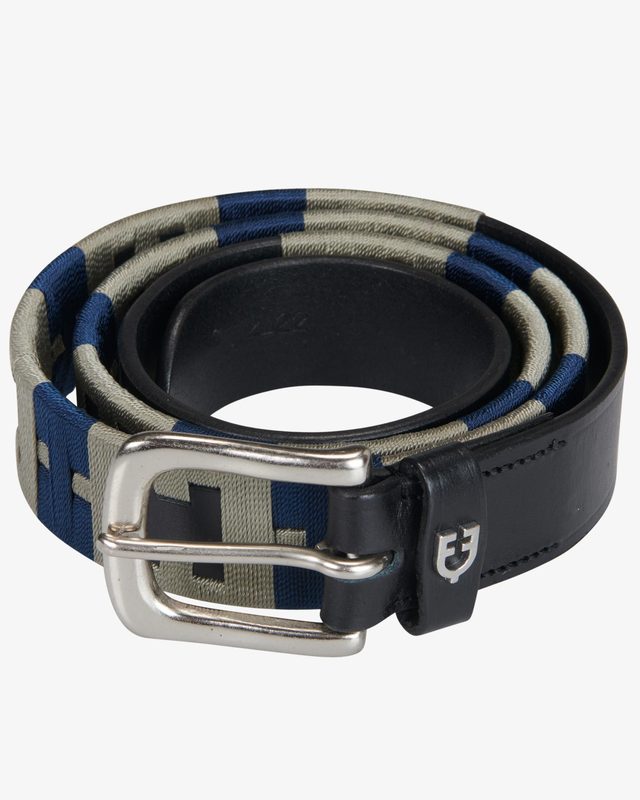 Leather belt with geometric pattern