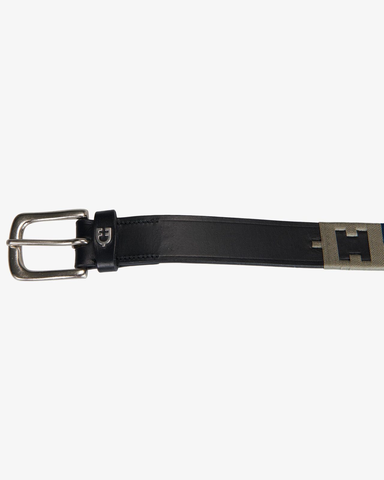 Leather belt with geometric pattern