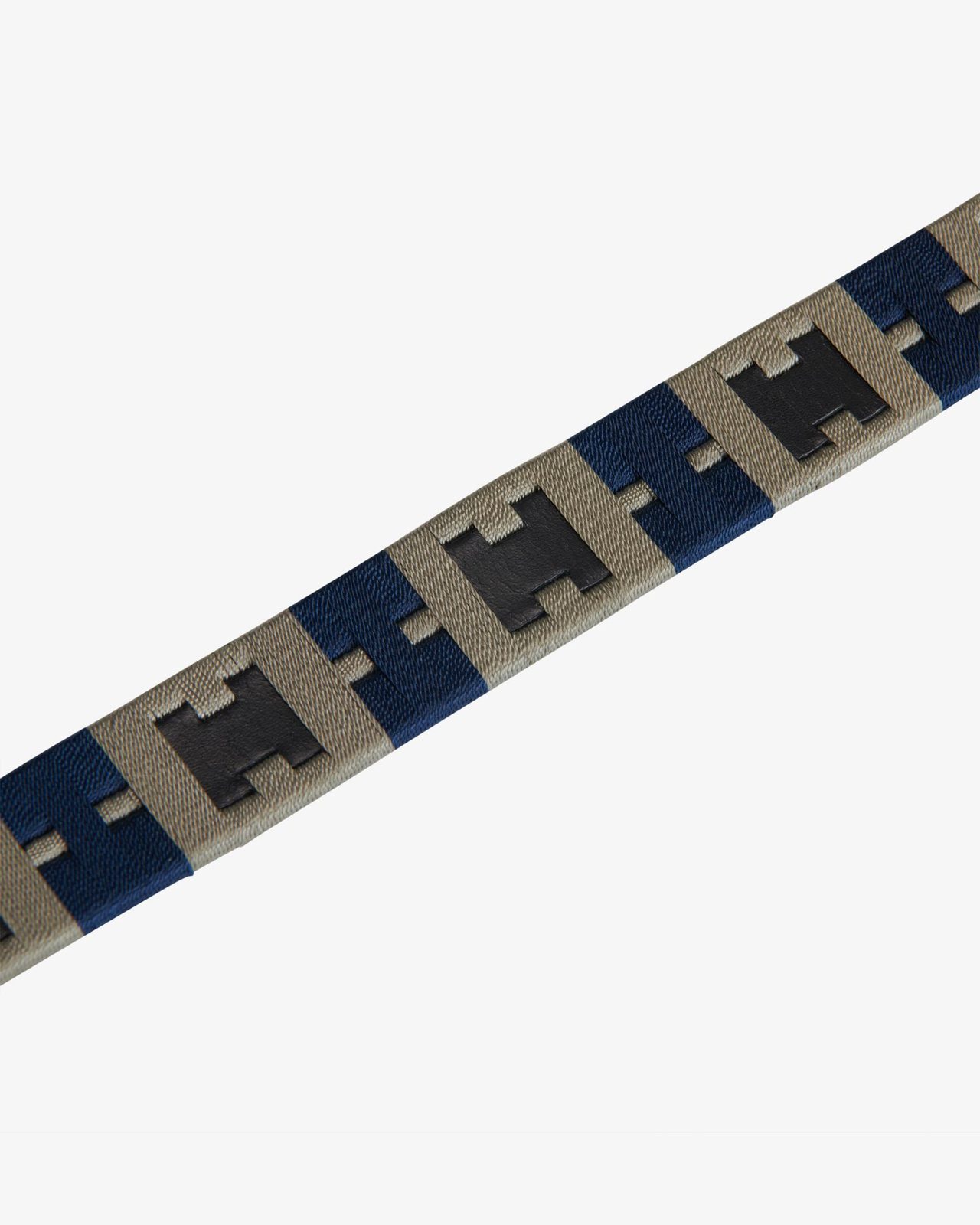 Leather belt with geometric pattern