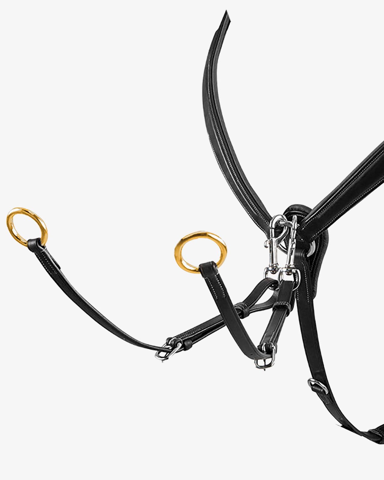 Tanned leather fork breastplate with steel buckles