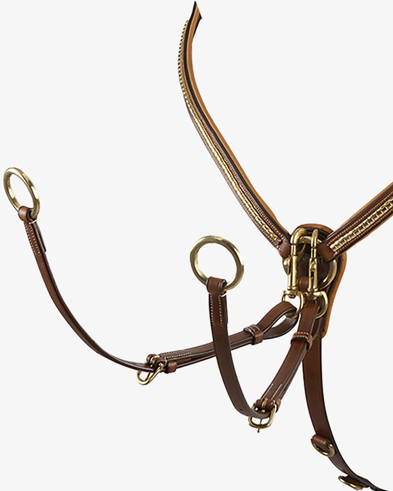 Tanned leather fork breastplate with brass clincher