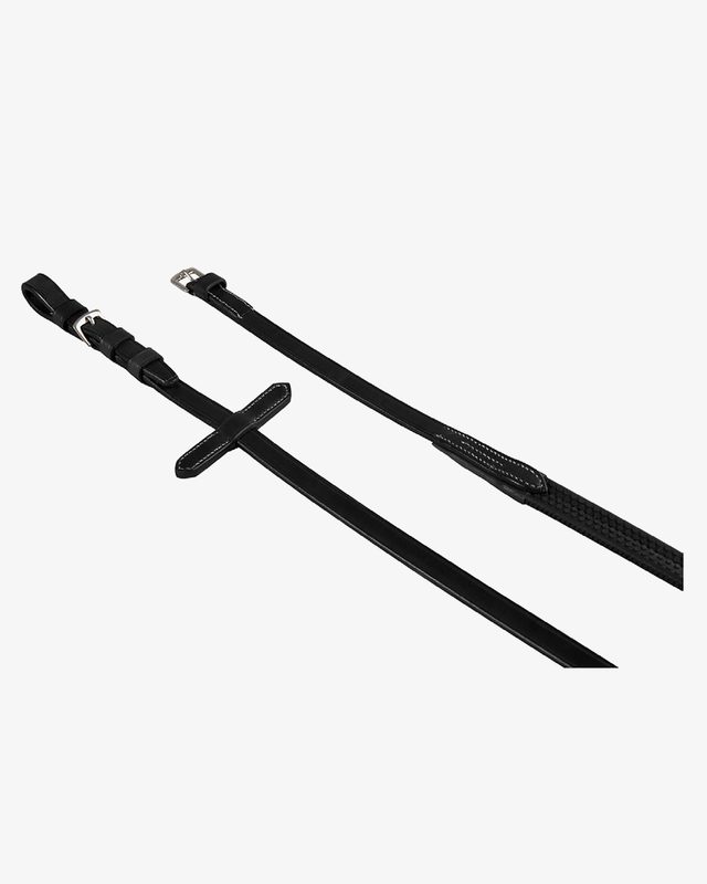 Leather and rubber reins with stainless steel buckles